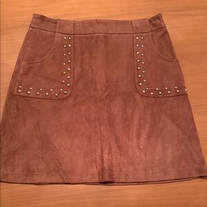 BB Dakota Brown Mini Skirt with‎ Studded Details